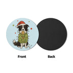 Christmas Dog Mix 2 Round Rubber Drink Coasters Set of 4 Round Rubber Coaster Set Christmas Printed Offshore
