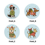 Christmas Dog Mix 2 Round Rubber Drink Coasters Set of 4 Round Rubber Coaster Set Christmas Printed Offshore