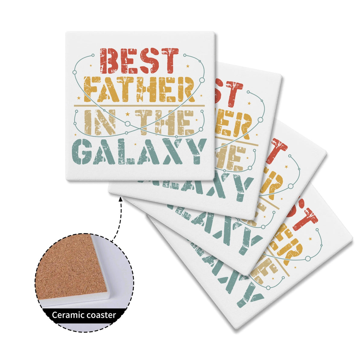 Best Father In The Galaxy Square Ceramic Coasters 4 Pcs Square Ceramic Coaster 4pcs Printed Offshore
