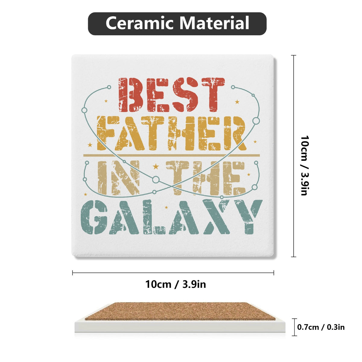 Best Father In The Galaxy Square Ceramic Coasters 4 Pcs Square Ceramic Coaster 4pcs Printed Offshore