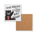 Black Cat Explaining Why Im Right Square Ceramic Coasters 4 Pcs Default Title Square Ceramic Coaster 4pcs Printed Offshore