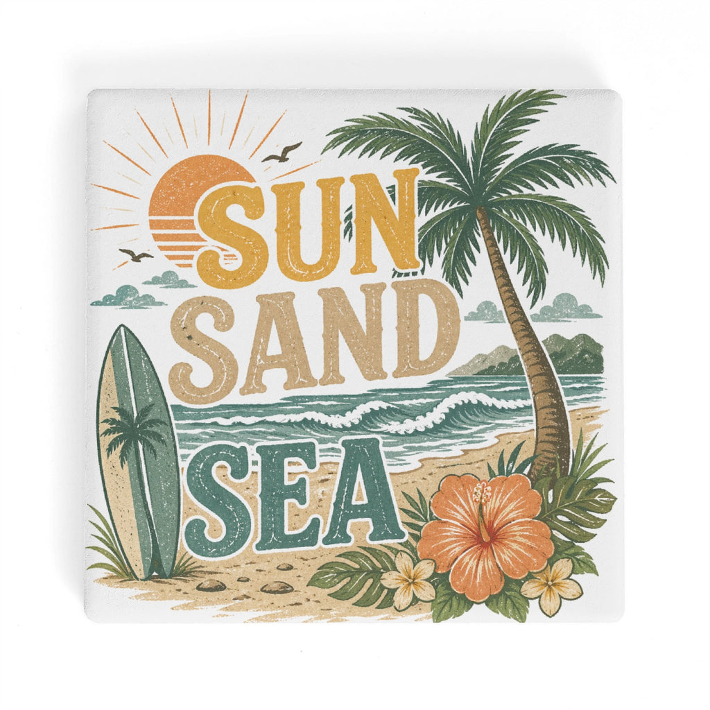 Sun Sand And Sea Square Ceramic Coasters 4 Pcs Square Ceramic Coaster 4pcs Printed Offshore