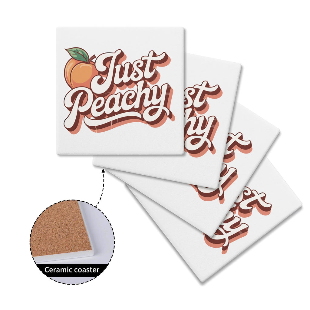 Just Peachy Square Ceramic Coasters 4 Pcs Square Ceramic Coaster 4pcs Printed Offshore