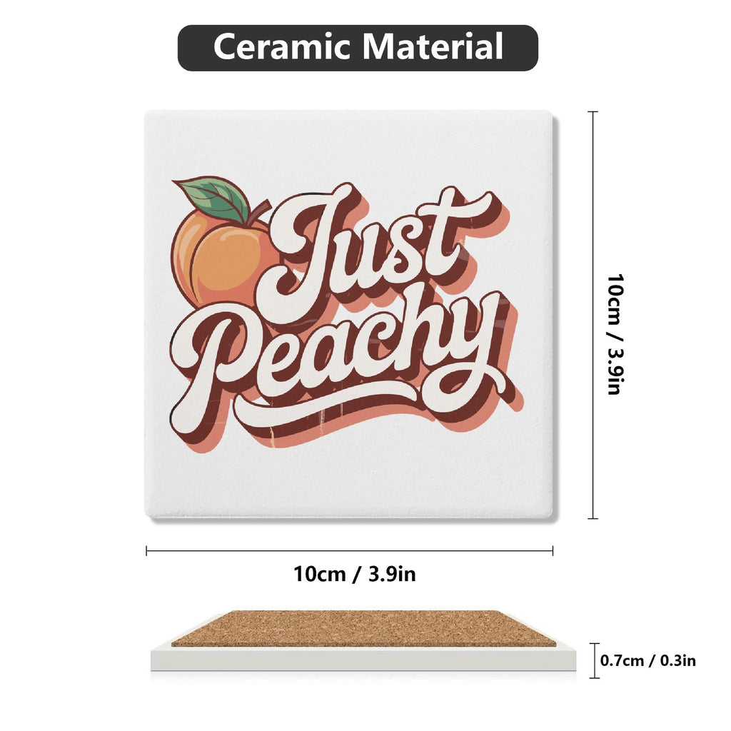 Just Peachy Square Ceramic Coasters 4 Pcs Square Ceramic Coaster 4pcs Printed Offshore