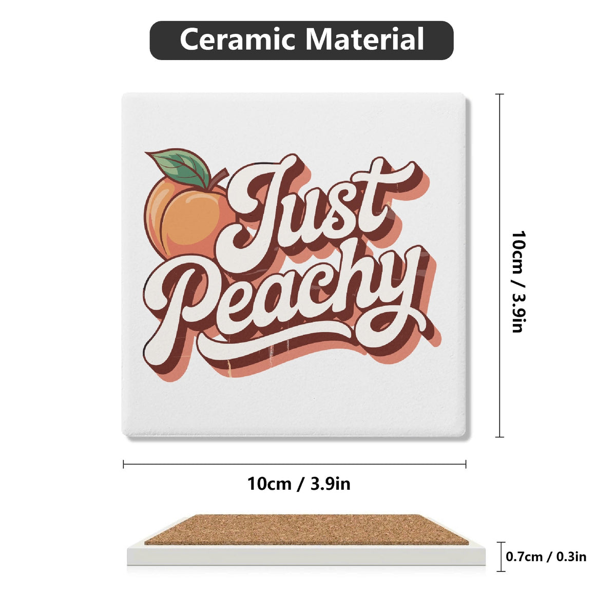 Just Peachy Square Ceramic Coasters 4 Pcs Square Ceramic Coaster 4pcs Printed Offshore