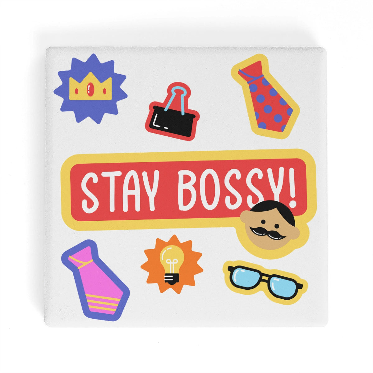 Stay Bossy Square Ceramic Coasters 4 Pcs Square Ceramic Coaster 4pcs Printed Offshore