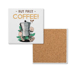 But First Coffee Percolator Square Ceramic Coasters 4 Pcs Default Title Square Ceramic Coaster 4pcs Printed Offshore
