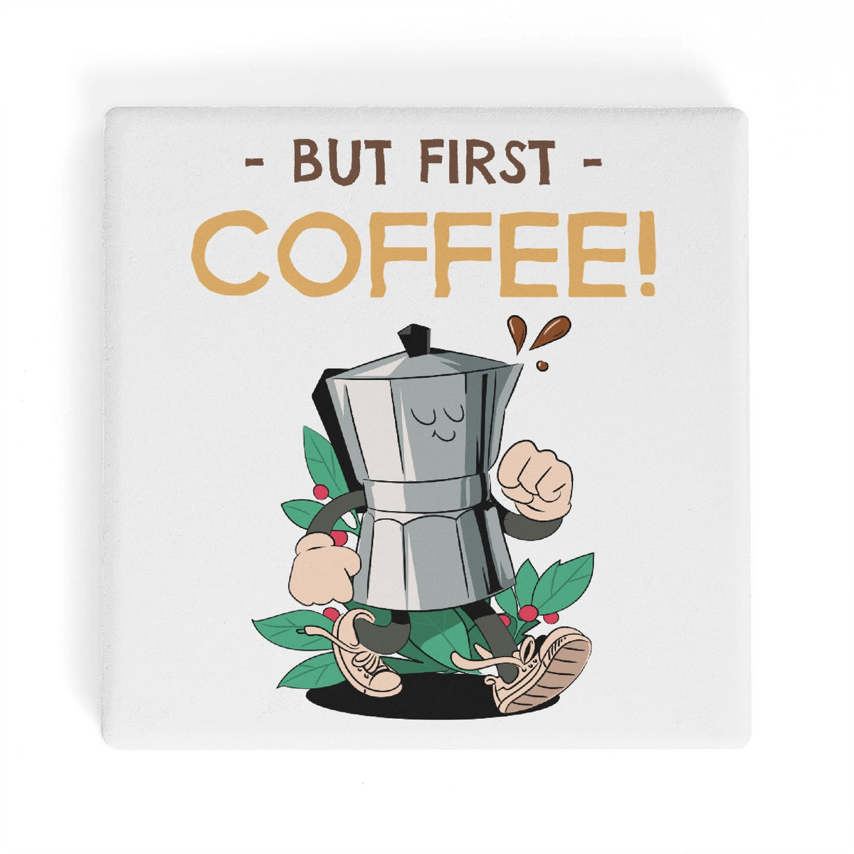 But First Coffee Percolator Square Ceramic Coasters 4 Pcs Square Ceramic Coaster 4pcs Printed Offshore