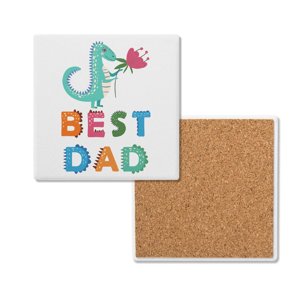 Best Dad Dinosaur Square Ceramic Coasters 4 Pcs Default Title Square Ceramic Coaster 4pcs Printed Offshore