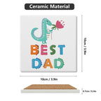 Best Dad Dinosaur Square Ceramic Coasters 4 Pcs Square Ceramic Coaster 4pcs Printed Offshore