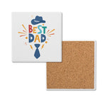 Best Dad Hat And Tie Square Ceramic Coasters 4 Pcs Default Title Square Ceramic Coaster 4pcs Printed Offshore