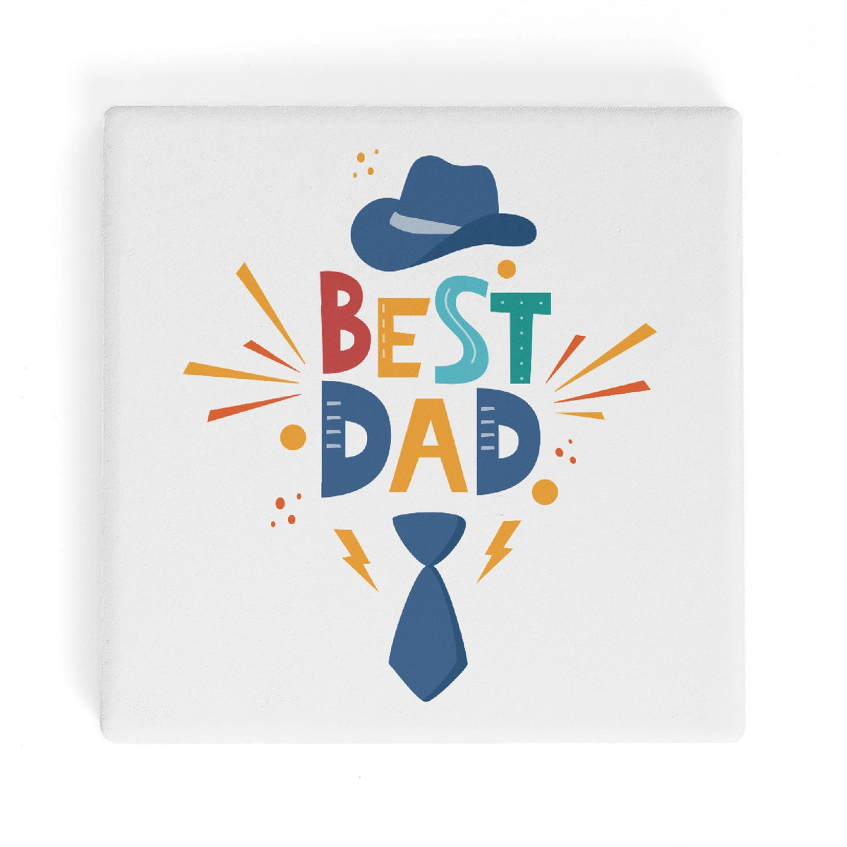 Best Dad Hat And Tie Square Ceramic Coasters 4 Pcs Square Ceramic Coaster 4pcs Printed Offshore