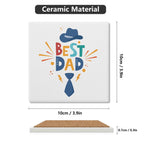 Best Dad Hat And Tie Square Ceramic Coasters 4 Pcs Square Ceramic Coaster 4pcs Printed Offshore
