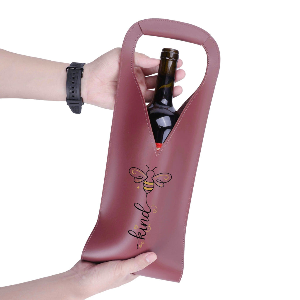 Bee Kind PU Leather Wine Bag PU Leather Wine Bag Printed Offshore