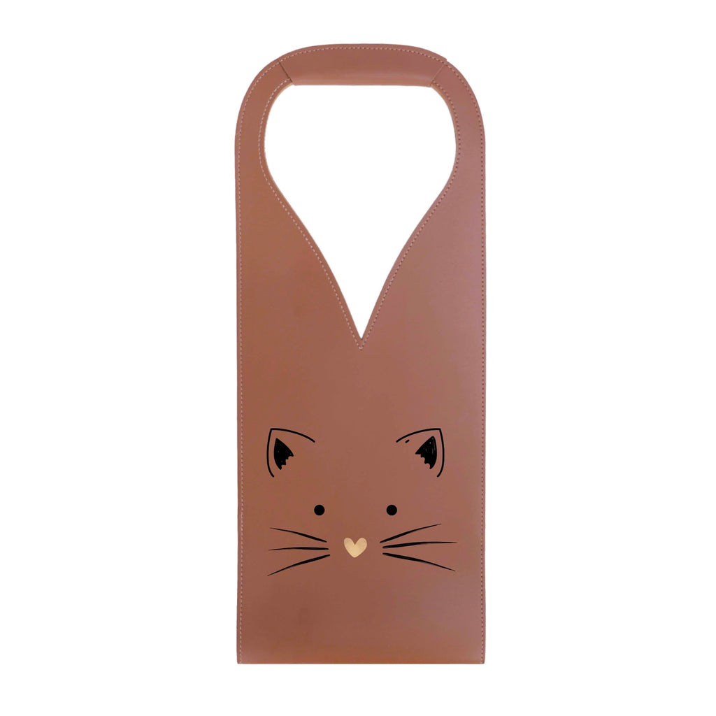 Cat Gold Heart Nose PU Leather Wine Bag Brown PU Leather Wine Bag Printed Offshore