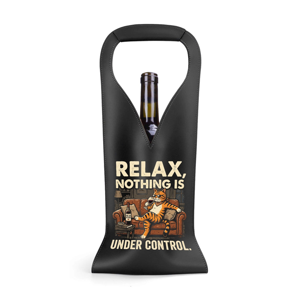 Relax Nothing Is Under Control Cat PU Leather Wine Bag PU Leather Wine Bag Printed Offshore