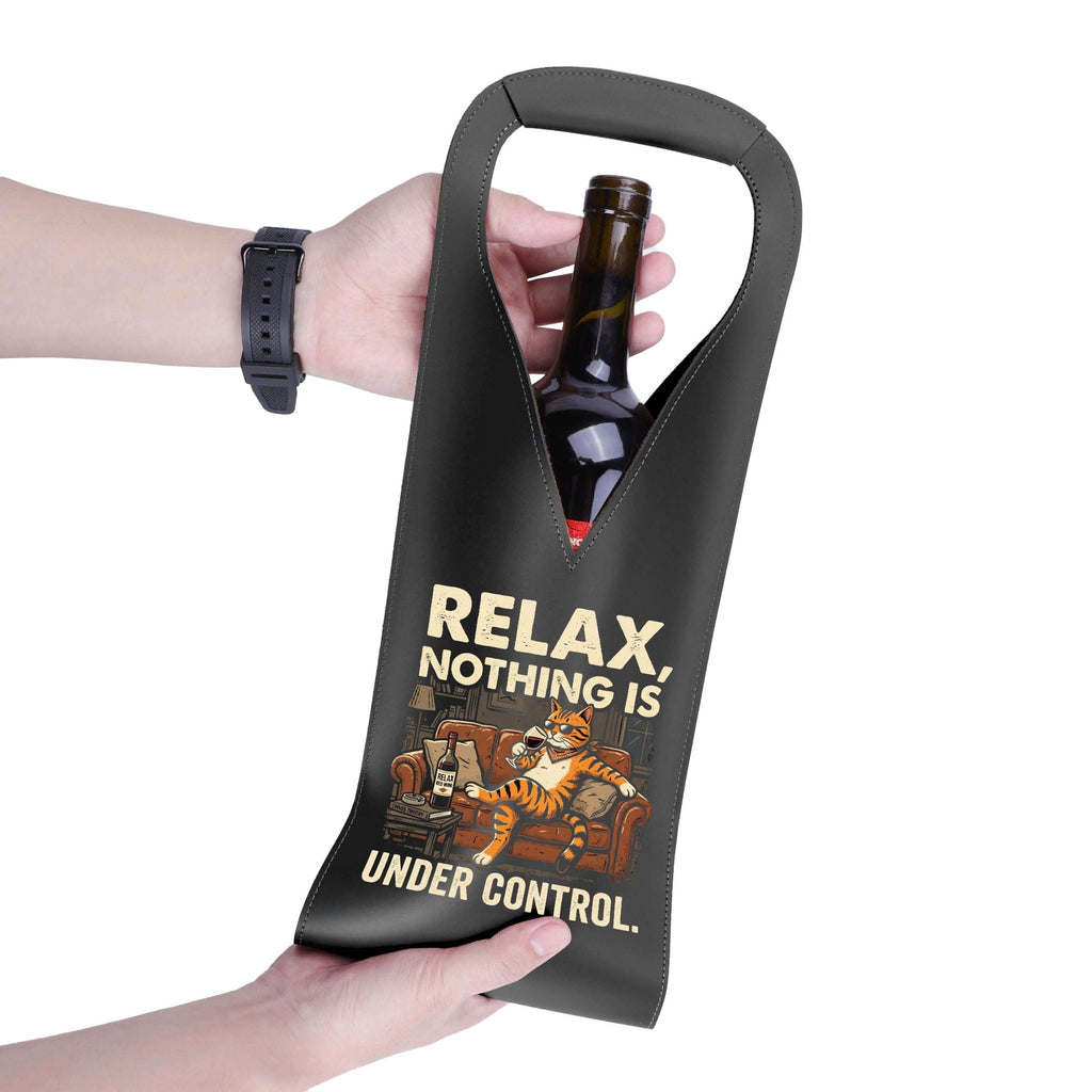 Relax Nothing Is Under Control Cat PU Leather Wine Bag PU Leather Wine Bag Printed Offshore