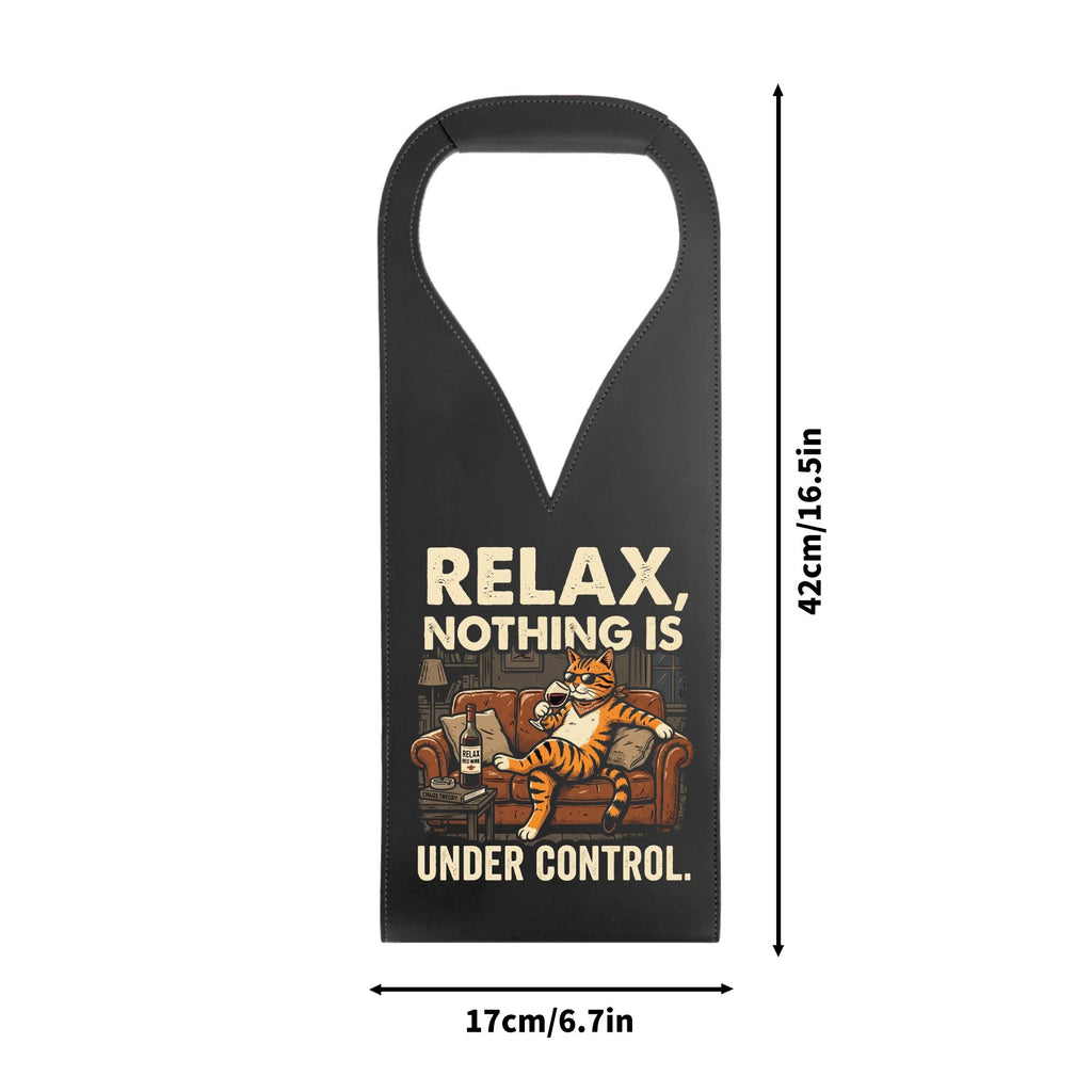 Relax Nothing Is Under Control Cat PU Leather Wine Bag PU Leather Wine Bag Printed Offshore