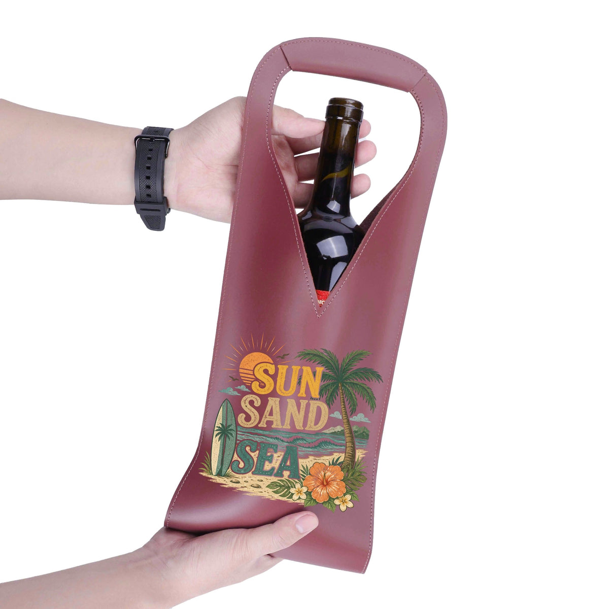 Sun Sand And Sea PU Leather Wine Bag PU Leather Wine Bag Printed Offshore