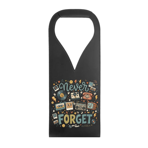 80s And 90s Never Forget PU Leather Wine Bag Black PU Leather Wine Bag Printed Offshore