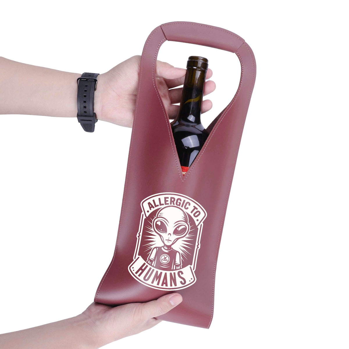 Alien Allergic To Humans PU Leather Wine Bag PU Leather Wine Bag Printed Offshore