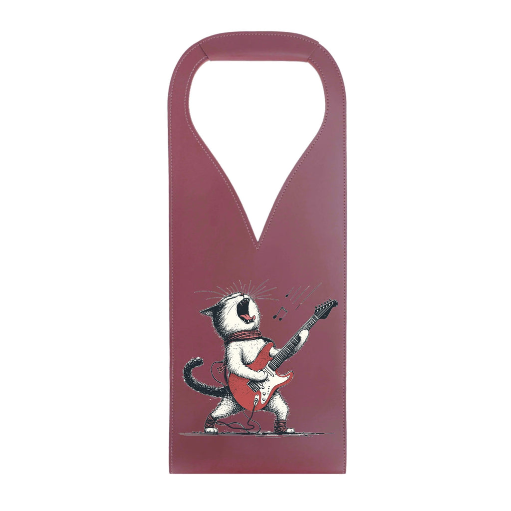 Cat Playing Guitar PU Leather Wine Bag Maroon PU Leather Wine Bag Printed Offshore