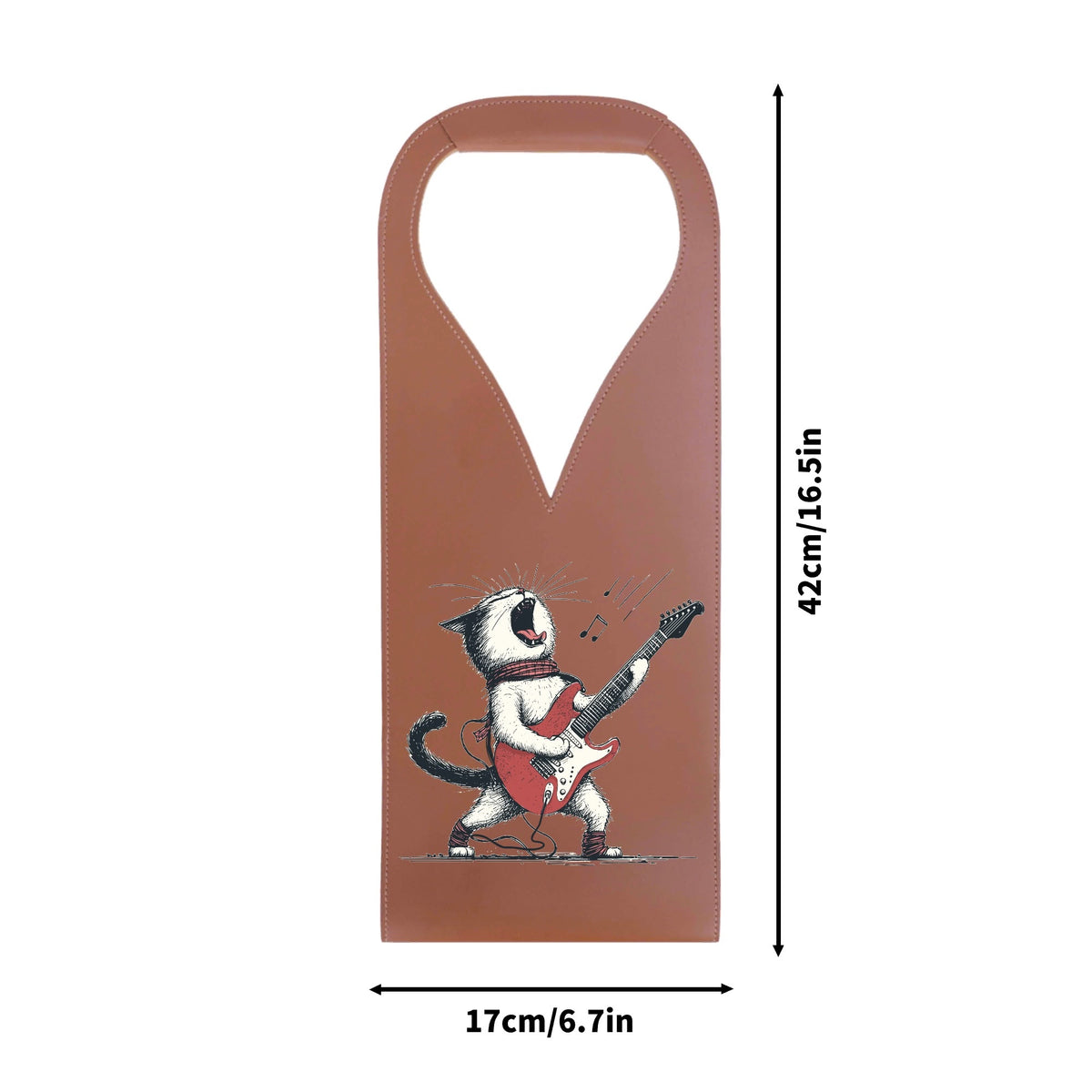 Cat Playing Guitar PU Leather Wine Bag PU Leather Wine Bag Printed Offshore