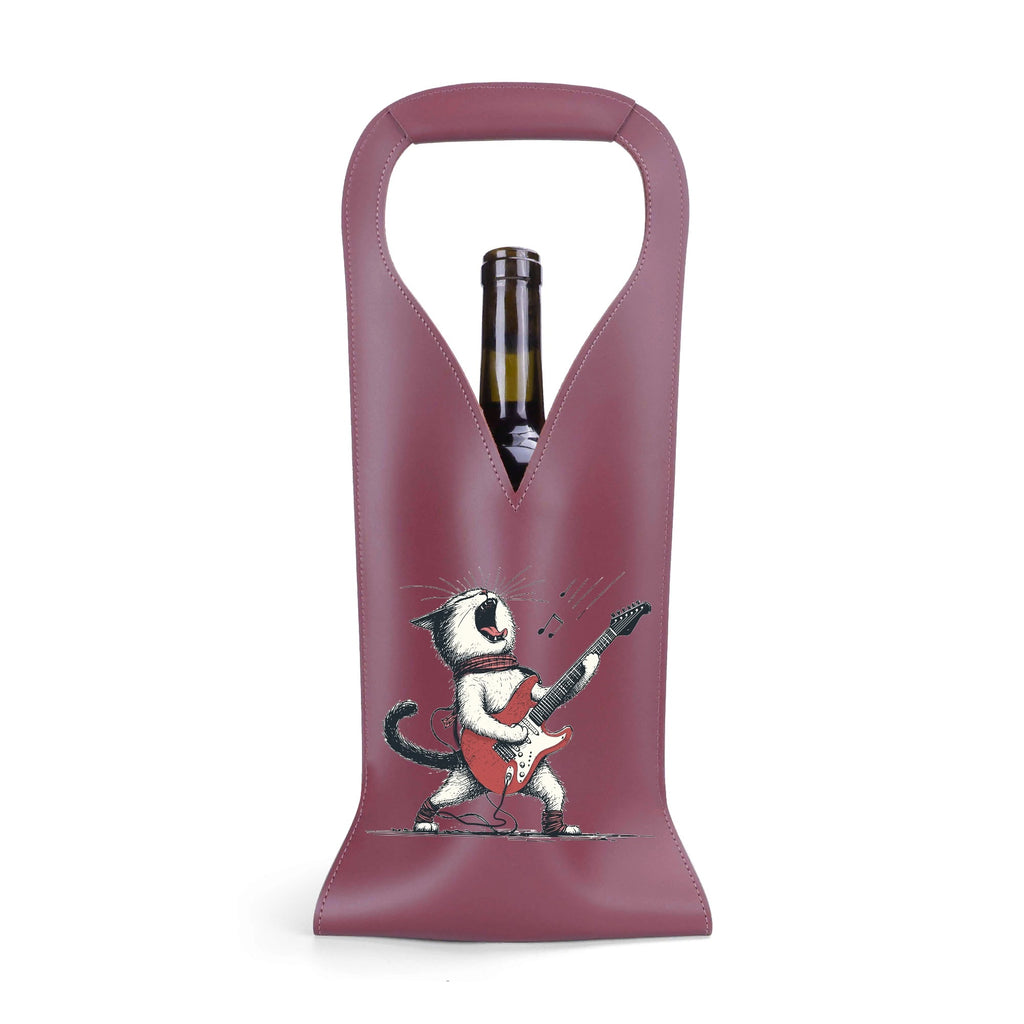 Cat Playing Guitar PU Leather Wine Bag PU Leather Wine Bag Printed Offshore