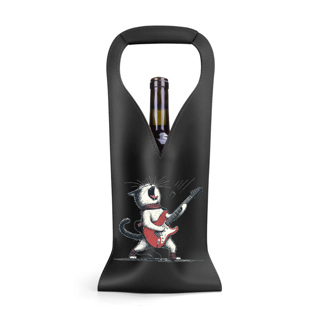 Cat Playing Guitar PU Leather Wine Bag PU Leather Wine Bag Printed Offshore