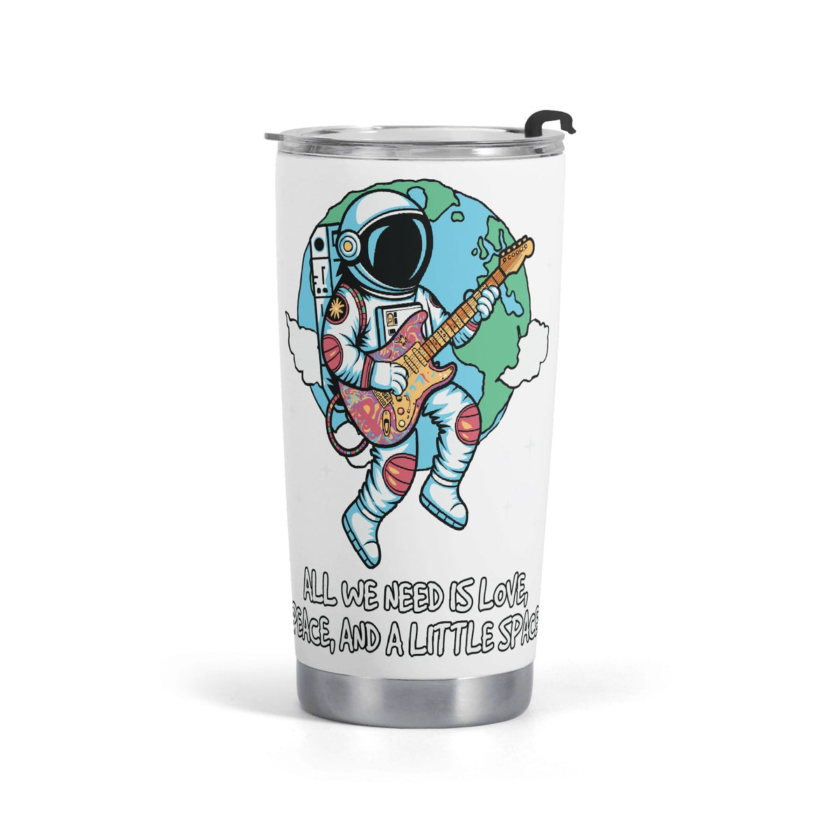 Astronaut With Guitar Stainless Steel 20oz Travel Mug Default Title Travel Mug Tumbler Music Printed Offshore Space
