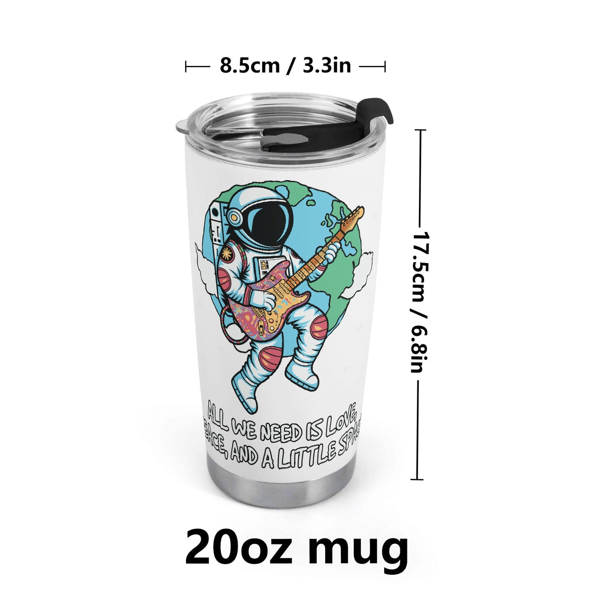 Astronaut With Guitar Stainless Steel 20oz Travel Mug Travel Mug Tumbler Music Printed Offshore Space