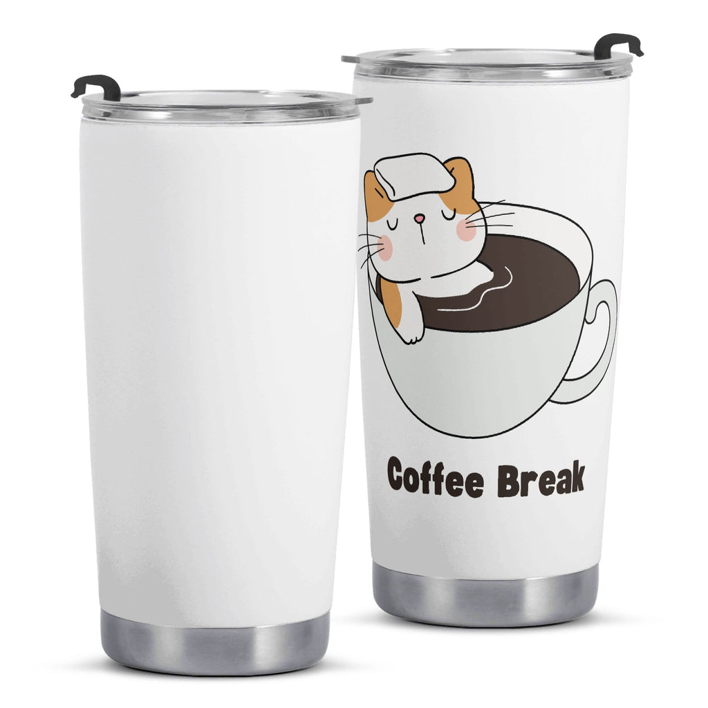 Cat Coffee Break Stainless Steel 20oz Travel Mug Travel Mug Tumbler animal Coffee Printed Offshore
