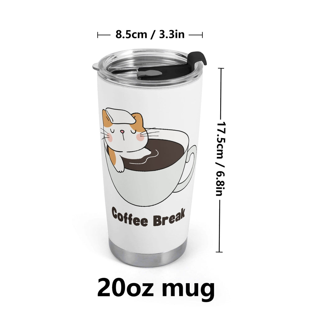 Cat Coffee Break Stainless Steel 20oz Travel Mug Travel Mug Tumbler animal Coffee Printed Offshore
