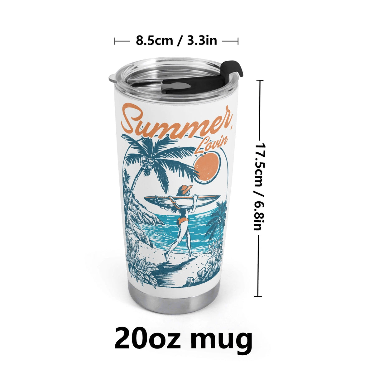 Summer Lovin Stainless Steel 20oz Travel Mug Travel Mug Tumbler Printed Offshore Summer