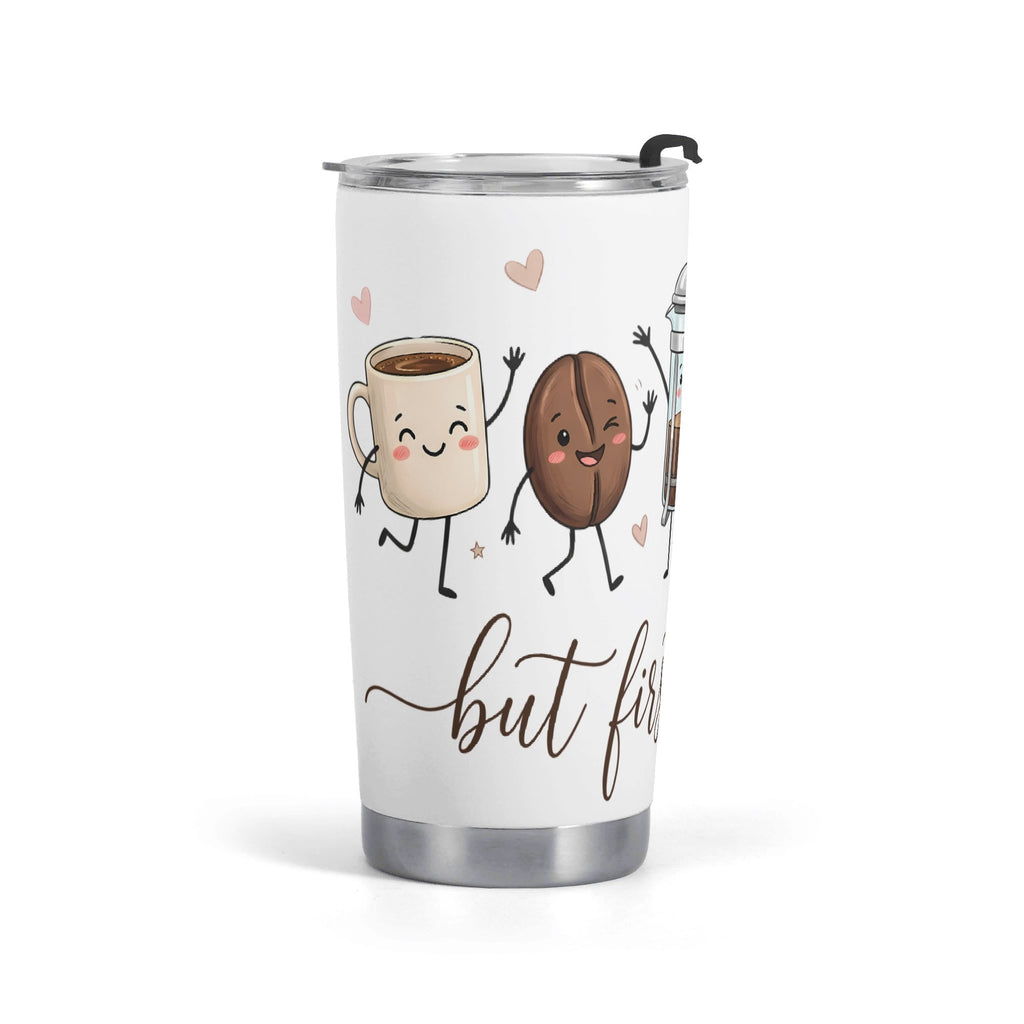 But First Coffee Cute Characters Stainless Steel 20oz Travel Mug Default Title Travel Mug Tumbler Coffee Printed Offshore