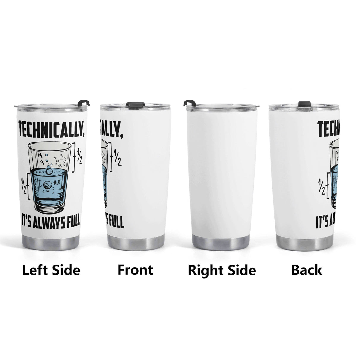 Glass Half Full Stainless Steel 20oz Travel Mug Travel Mug Tumbler Printed Offshore