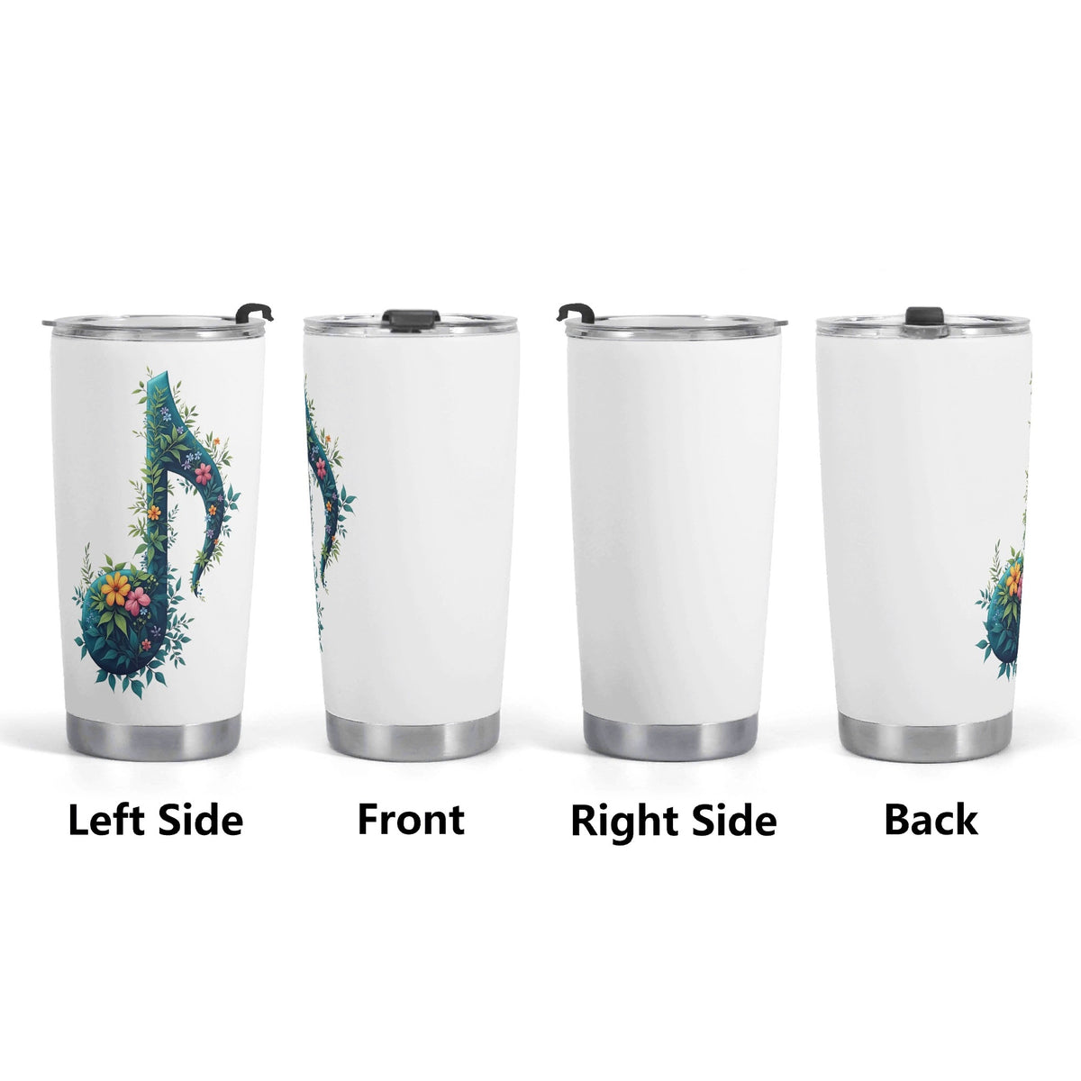 Floral Music Note Stainless Steel 20oz Travel Mug Travel Mug Tumbler Music Printed Offshore
