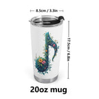 Floral Music Note Stainless Steel 20oz Travel Mug Travel Mug Tumbler Music Printed Offshore
