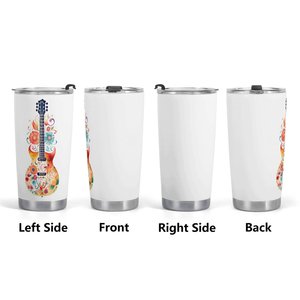 Floral Guitar Stainless Steel 20oz Travel Mug Travel Mug Tumbler Music Printed Offshore