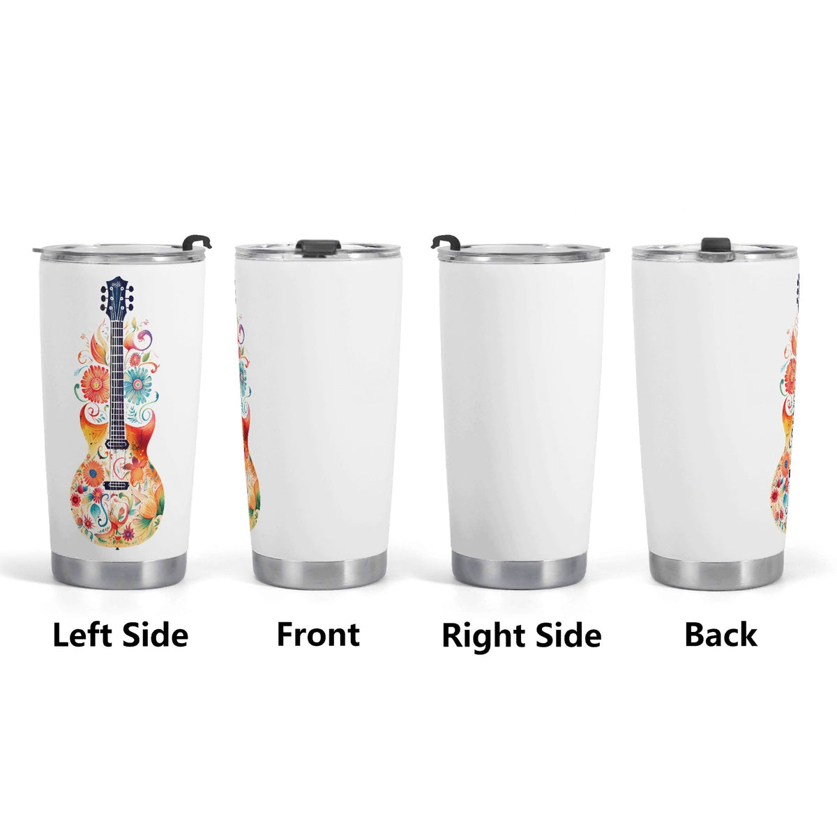 Floral Guitar Stainless Steel 20oz Travel Mug Travel Mug Tumbler Music Printed Offshore