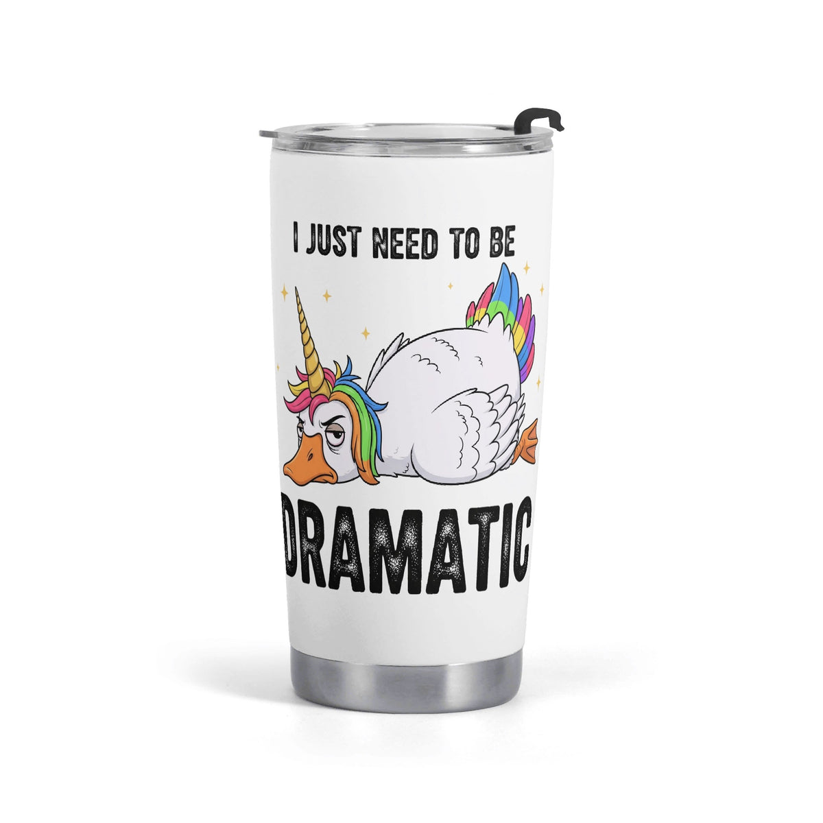 Dramatic Rainbow Unicorn Goose Stainless Steel 20oz Travel Mug Default Title Travel Mug Tumbler Printed Offshore