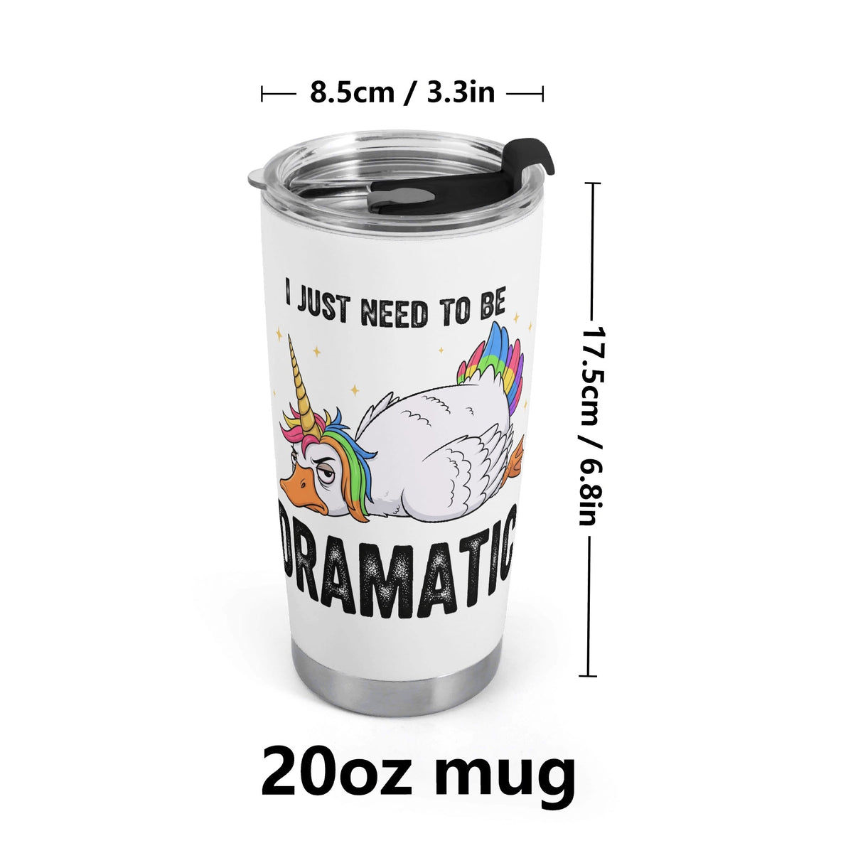 Dramatic Rainbow Unicorn Goose Stainless Steel 20oz Travel Mug Travel Mug Tumbler Printed Offshore