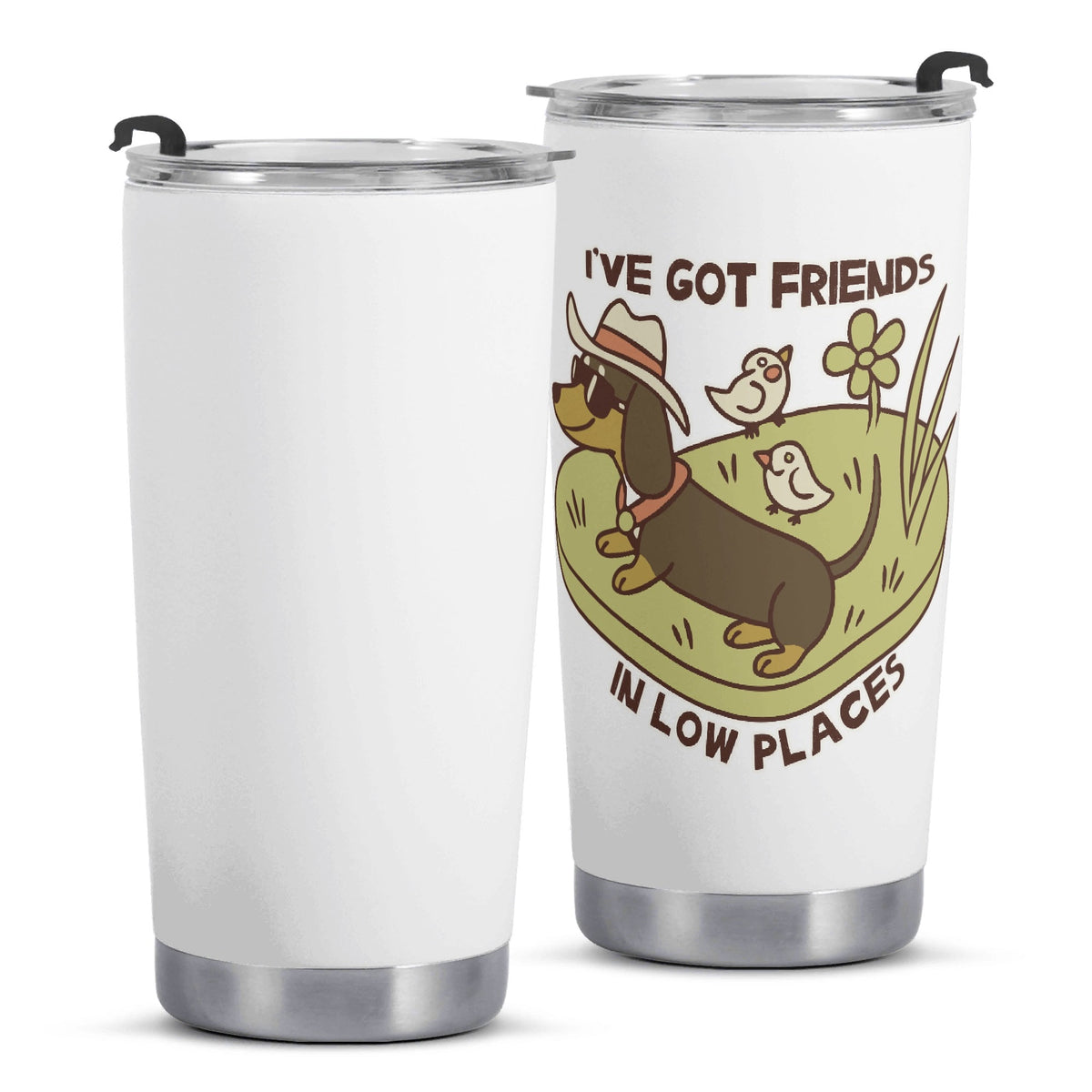Dachshund Friends In Low Places Stainless Steel 20oz Travel Mug Travel Mug Tumbler animal Printed Offshore