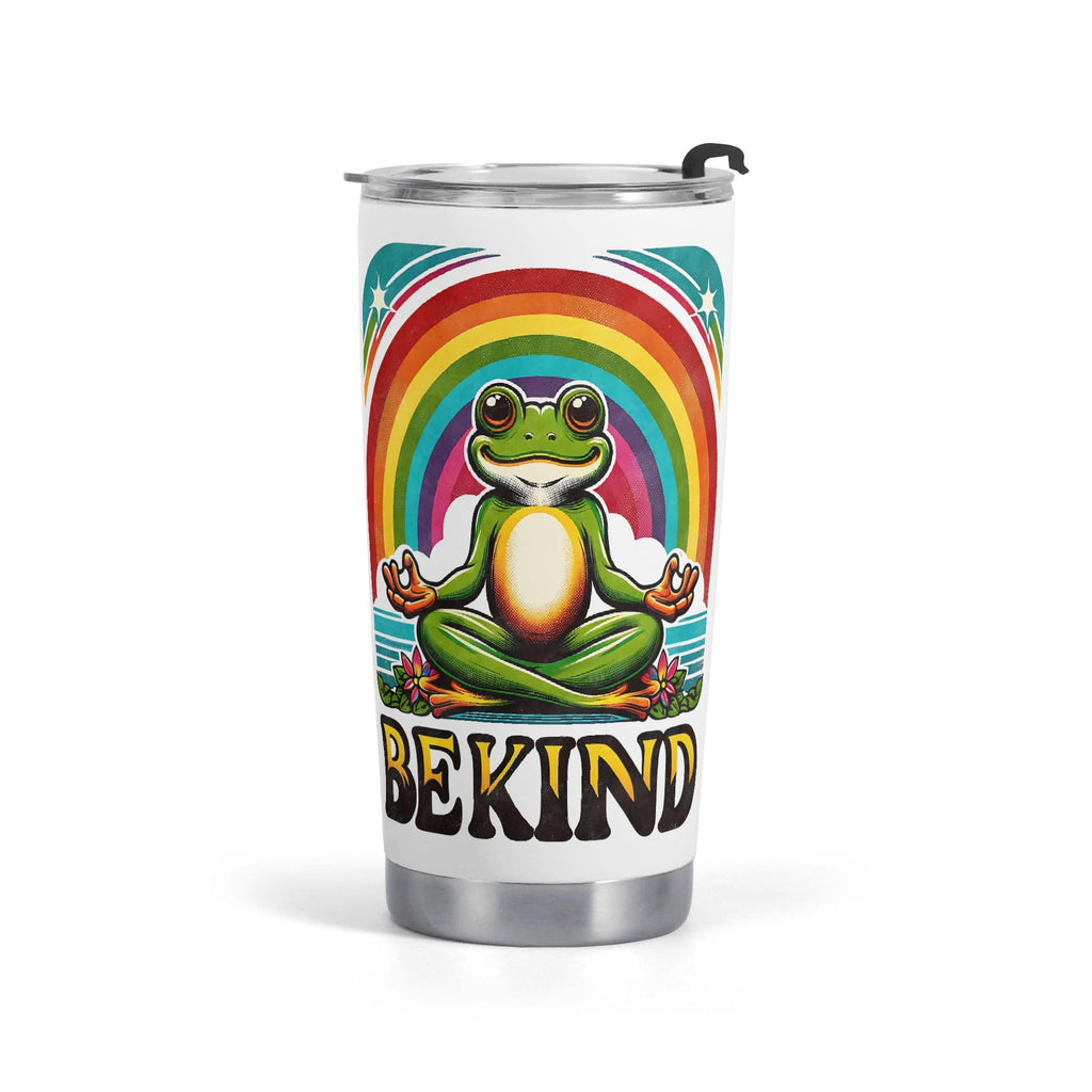 Meditating Frog Be Kind Stainless Steel 20oz Travel Mug Default Title Travel Mug Tumbler animal Printed Offshore