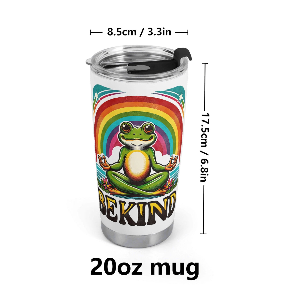 Meditating Frog Be Kind Stainless Steel 20oz Travel Mug Travel Mug Tumbler animal Printed Offshore