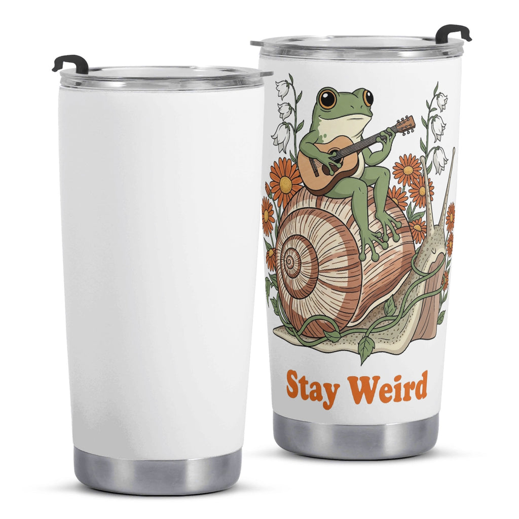 Stay Weird Guitar Playing Frog On A Snail Stainless Steel 20oz Travel Mug Travel Mug Tumbler animal Music Printed Offshore