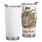 Stay Weird Guitar Playing Frog On A Snail Stainless Steel 20oz Travel Mug Travel Mug Tumbler animal Music Printed Offshore