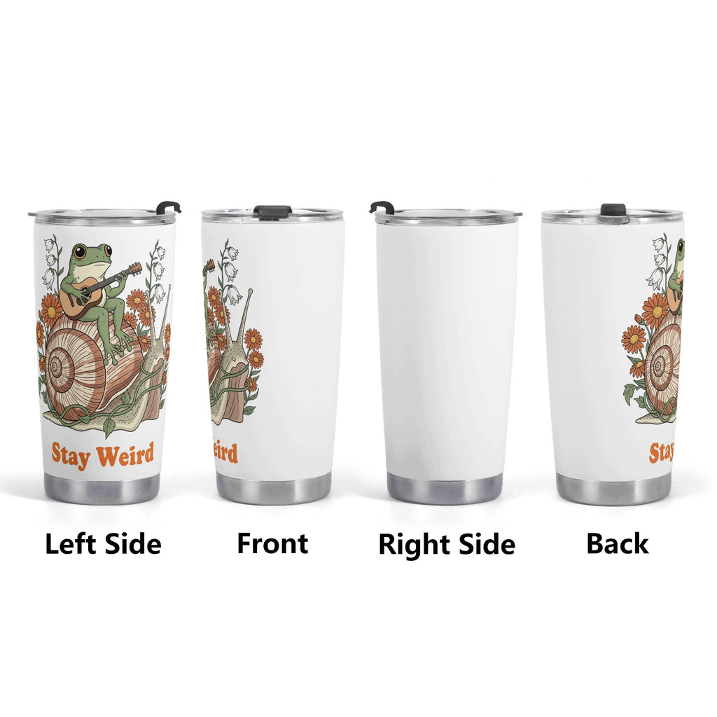 Stay Weird Guitar Playing Frog On A Snail Stainless Steel 20oz Travel Mug Travel Mug Tumbler animal Music Printed Offshore