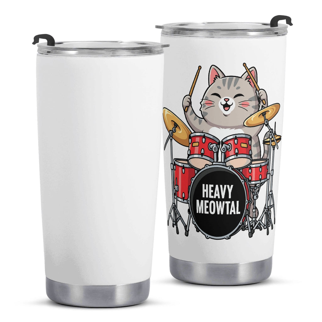 Cat Drummer Stainless Steel 20oz Travel Mug Travel Mug Tumbler animal Music Printed Offshore