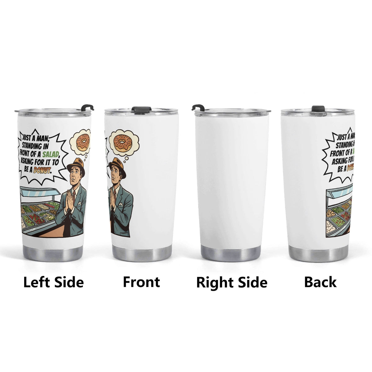 Retro Gentleman Donut Stainless Steel 20oz Travel Mug Travel Mug Tumbler Printed Offshore Retro